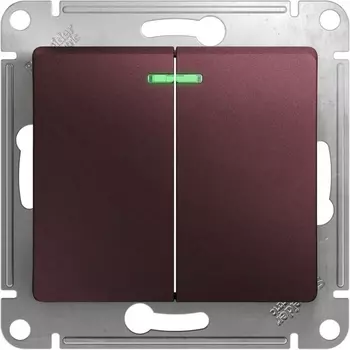 Выключатель двухклавишный с подсветкой (баклажановый) Systeme Electric Glossa GSL001153