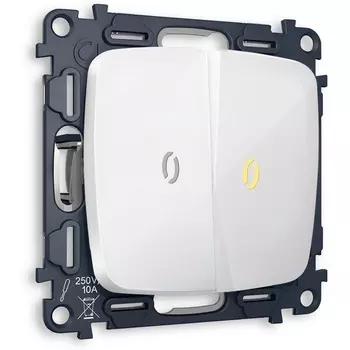 Выключатель двухклавишный с подсветкой (белый глянец) Ambrella Volt QUANT MO104010