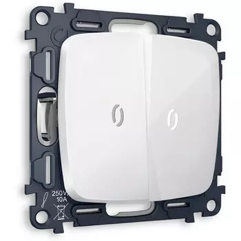 Выключатель двухклавишный с подсветкой (белый глянец) Ambrella Volt QUANT MO104015