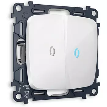 Выключатель двухклавишный с подсветкой (белый глянец) Ambrella Volt QUANT MO104020