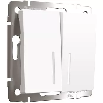 Выключатель двухклавишный с подсветкой (белый матовый) Werkel W1120161 (a059273)