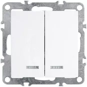 Выключатель двухклавишный с подсветкой (белый) Stekker Эрна 39310