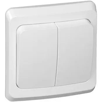 Выключатель двухклавишный с подсветкой (белый) Systeme Electric Этюд BC10-006B