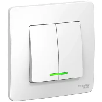 Выключатель двухклавишный с подсветкой (белый) Systeme Electric Blanca BLNVS006511