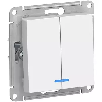 Выключатель двухклавишный с подсветкой (белый) Systeme Electric AtlasDesign ATN000153