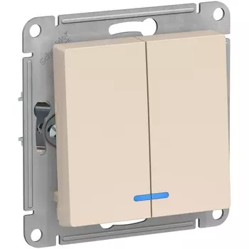 Выключатель двухклавишный с подсветкой (бежевый) Systeme Electric AtlasDesign ATN000253