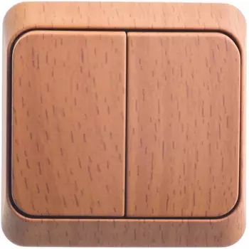 Выключатель двухклавишный с подсветкой (бук) Systeme Electric BA10-006T