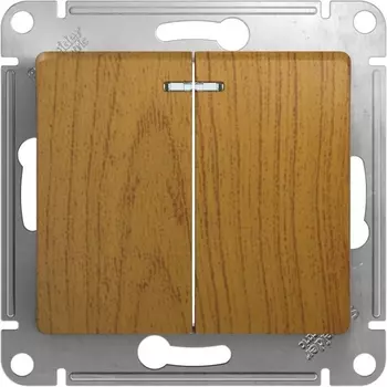 Выключатель двухклавишный с подсветкой (дуб) Systeme Electric Glossa GSL000553