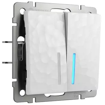 Выключатель двухклавишный с подсветкой (hammer белый) Werkel W1220101 (a052034)