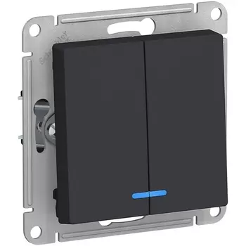 Выключатель двухклавишный с подсветкой (карбон) Systeme Electric AtlasDesign ATN001053