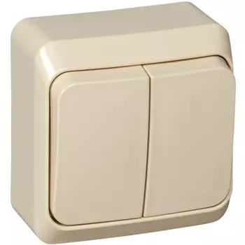 Выключатель двухклавишный с подсветкой (кремовый) Systeme Electric BA10-006K