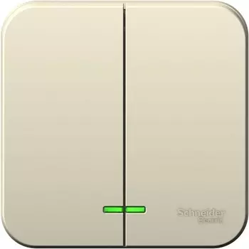 Выключатель двухклавишный с подсветкой (молочный) Systeme Electric Blanca BLNVA065102