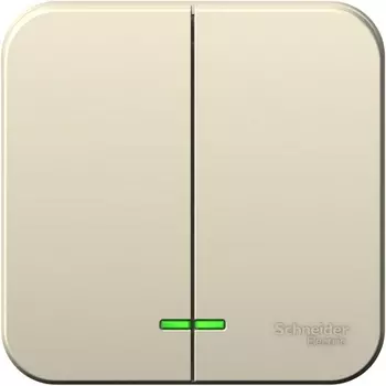 Выключатель двухклавишный с подсветкой (молочный) Systeme Electric Blanca BLNVA105112