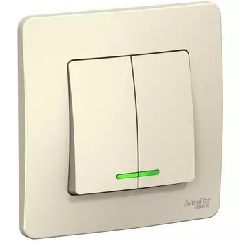 Выключатель двухклавишный с подсветкой (молочный) Systeme Electric Blanca BLNVS010512