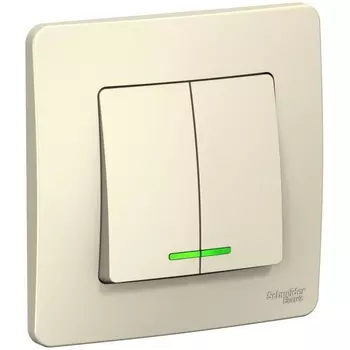 Выключатель двухклавишный с подсветкой (молочный) Systeme Electric Blanca BLNVS006512