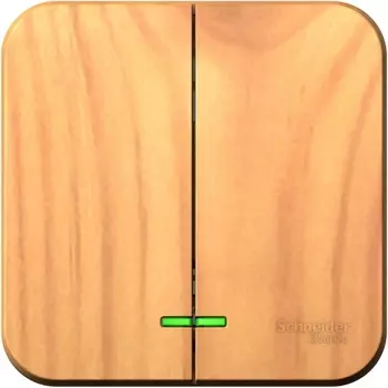 Выключатель двухклавишный с подсветкой (ясень) Systeme Electric Blanca BLNVA105115