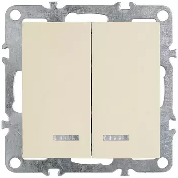 Выключатель двухклавишный с подсветкой (слоновая кость) Stekker Эрна 39321