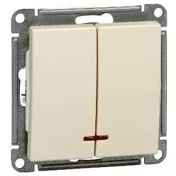 Выключатель двухклавишный с подсветкой (слоновая кость) Systeme Electric W59 VS510-251-2-86
