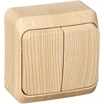 Выключатель двухклавишный с подсветкой (сосна) Systeme Electric BA10-006D