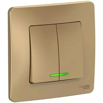 Выключатель двухклавишный с подсветкой (титан) Systeme Electric Blanca BLNVS010514