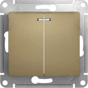 Выключатель двухклавишный с подсветкой (титан) Systeme Electric GSL000453