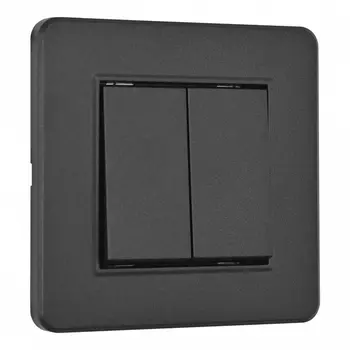 Выключатель двухклавишный с рамкой (черный) Arte Milano SET16-1 SET16-1-30-2 black