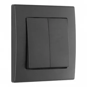 Выключатель двухклавишный с рамкой (черный) Arte Milano SET06-1 SET06-1-30-2 black