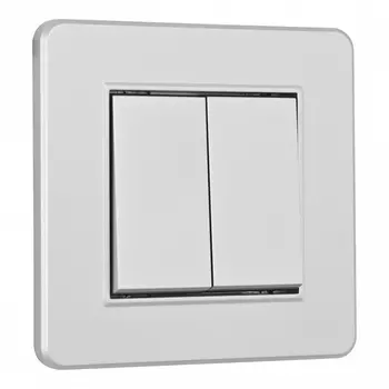 Выключатель двухклавишный с рамкой (серебро) Arte Milano SET16-1 SET16-1-30-2 silver