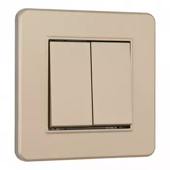 Выключатель двухклавишный с рамкой (шампань) Arte Milano SET16-1 SET16-1-30-2 shampan