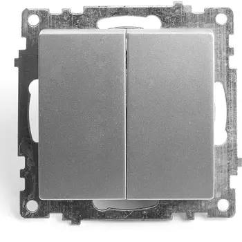 Выключатель двухклавишный (серебро) Stekker Катрин 39578