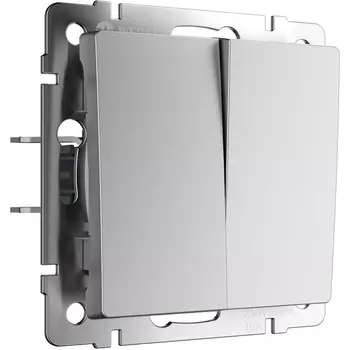 Выключатель двухклавишный (серебряный матовый) Werkel W1120065 (a063609)