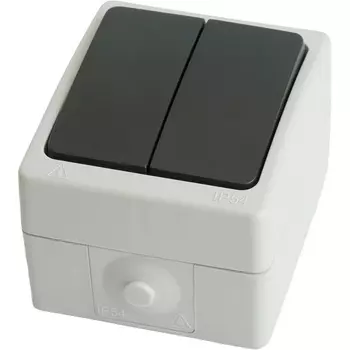 Выключатель двухклавишный (серый,графит) Stekker Велена 32753