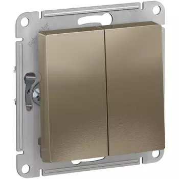 Выключатель двухклавишный (шампань) Systeme Electric AtlasDesign ATN000565