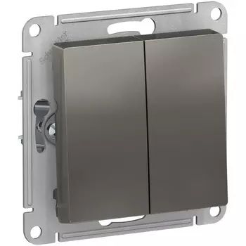 Выключатель двухклавишный (сталь) Systeme Electric AtlasDesign ATN000951