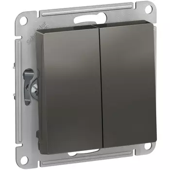 Выключатель двухклавишный (сталь) Systeme Electric AtlasDesign ATN000965