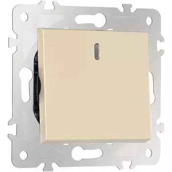 Выключатель одноклавишный проходной с подсветкой Arte Milano am-203 203.33-1.shampan