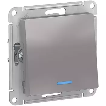 Выключатель одноклавишный с подсветкой (алюминий) Systeme Electric AtlasDesign ATN000363