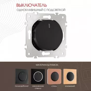 Выключатель одноклавишный с подсветкой Arte Milano am-202 202.31-1.black