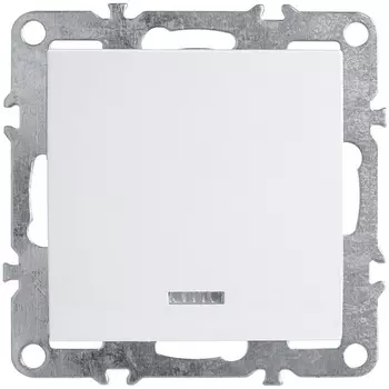 Выключатель одноклавишный с подсветкой (белый) Stekker Эрна 39309