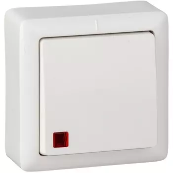 Выключатель одноклавишный с подсветкой (белый) Systeme Electric VA16-137-B