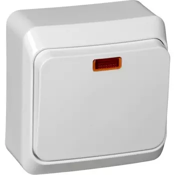 Выключатель одноклавишный с подсветкой (белый) Systeme Electric BA10-005B