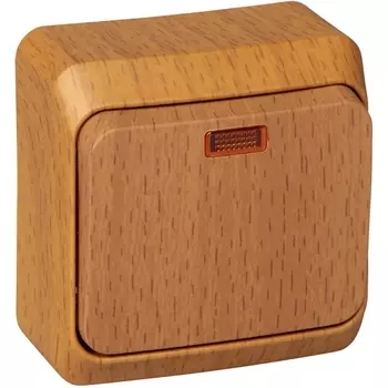 Выключатель одноклавишный с подсветкой (бук) Systeme Electric BA10-005T