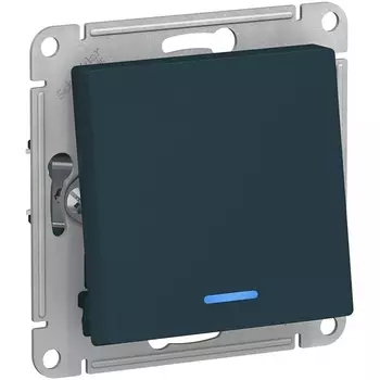Выключатель одноклавишный с подсветкой (изумрудный) Systeme Electric AtlasDesign ATN000863