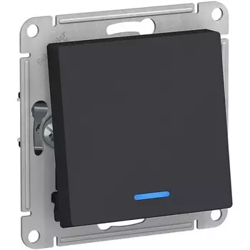 Выключатель одноклавишный с подсветкой (карбон) Systeme Electric AtlasDesign ATN001063