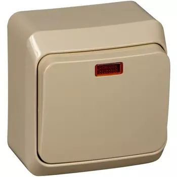 Выключатель одноклавишный с подсветкой (кремовый) Systeme Electric BA10-005K