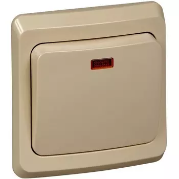 Выключатель одноклавишный с подсветкой (кремовый) Systeme Electric Этюд BC10-005K