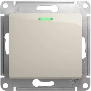 Выключатель одноклавишный с подсветкой (молочный) Systeme Electric Glossa GSL000963