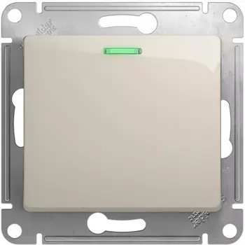 Выключатель одноклавишный с подсветкой (молочный) Systeme Electric Glossa GSL000913