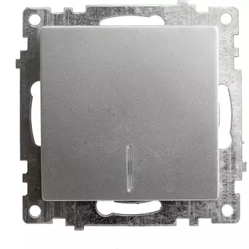 Выключатель одноклавишный с подсветкой (серебро) Stekker Катрин 39577