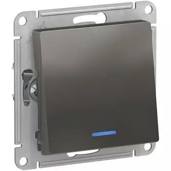 Выключатель одноклавишный с подсветкой (сталь) Systeme Electric AtlasDesign ATN000963